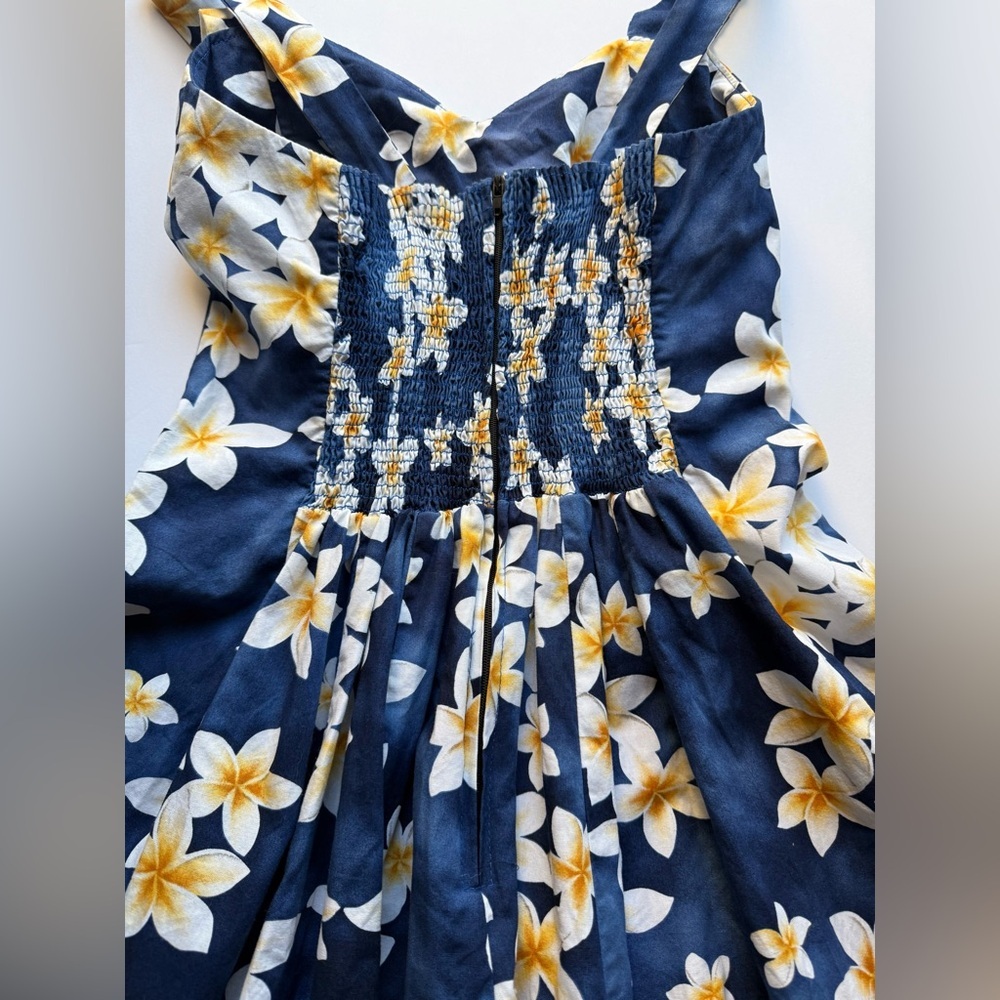 ROYAL CREATIONS Floral Blue Dress 👗 💙 🌸 🏝️ 🌊 100% COTTON ✅ - Picture 12 of 16